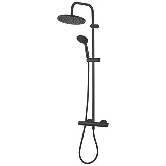 Image of Swirl Rear-Fed Exposed Black Thermostatic Concentric Mixer Shower with Diverter 