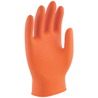 Image of UCI Maxim Nitrile Powder-Free Disposable Gloves Orange Large 50 Pack 