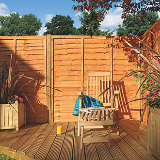 Image of Rowlinson Traditional Lap Lap Fence Panels Honey Brown 6' x 3' Pack of 3 