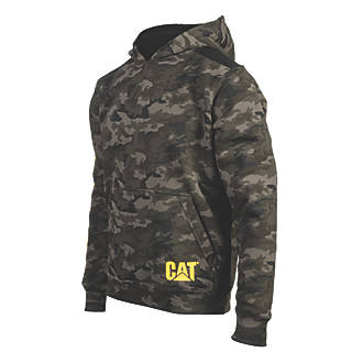 Image of CAT Logo Panel Hooded Sweatshirt Night Camo Large 42-45" Chest 