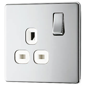 Image of LAP 13A 1-Gang DP Switched Socket Polished Chrome with White Inserts 