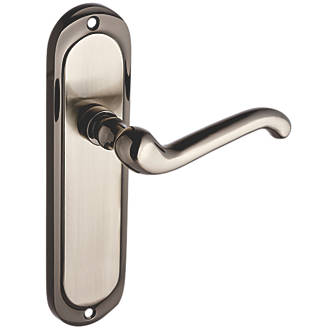 Image of Smith & Locke Sandsend Fire Rated Latch Long Lever Door Handles Pair Polished / Satin Nickel 