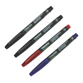 Image of TRACER Medium Tip Mixed Colours Permanent Marker 4 Piece Set 