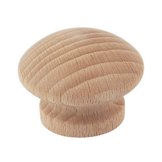 Image of Traditional Cabinet Door Knobs Plain Beech 40mm 2 Pack 