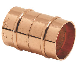 Image of Yorkshire Copper Solder Ring Equal Couplers 22mm 2 Pack 