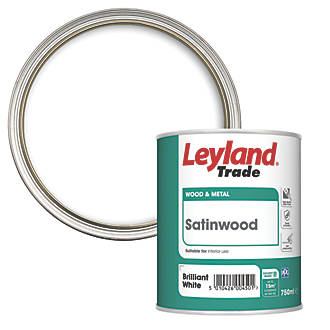 Image of Leyland Trade Satin Brilliant White Trim Paint 750ml 