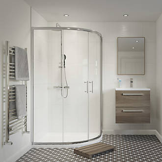 Image of Framed Offset Quadrant Shower Enclosure Left & Right-Hand Opening Polished Silver-Effect/Clear 1000mm x 800mm x 1850mm 
