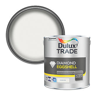 Image of Dulux Trade Diamond Quick-Drying Eggshell Paint Pure Brilliant White 2.5Ltr 