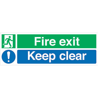 Image of Non Photoluminescent "Fire Exit Keep Clear" Signs 150mm x 450mm 100 Pack 