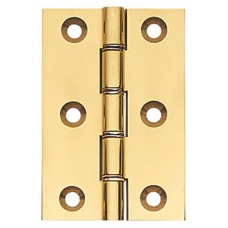 Image of Polished Brass Double Phosphor Bronze Washered Butt Hinges 76mm x 51mm 2 Pack 