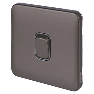 Image of Schneider Electric Lisse Deco 10AX 1-Gang 2-Way Light Switch Mocha Bronze with Black Inserts 