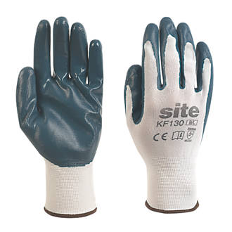 Image of Site 130 Nitrile Coated Gloves White / Blue Medium 