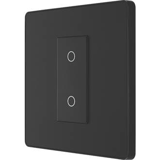 Image of British General Evolve 1-Gang 2-Way LED Single Master Trailing Edge Touch Dimmer Switch Matt Black with Black Inserts 