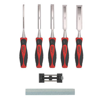 Image of Forge Steel Bevel Edge Chisel Set with Oilstone & Honing Guide 7 Pieces 