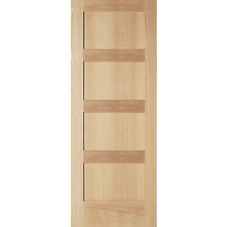 Image of Jeld-Wen Unfinished Oak Veneer Wooden 4-Panel Shaker Internal Door 1981mm x 610mm 