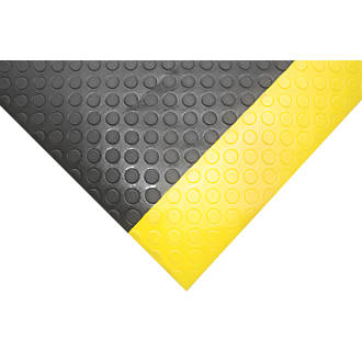 Image of COBA Europe Orthomat Dot Anti-Fatigue Floor Mat Black / Yellow 18.3m x 0.9m x 9mm 