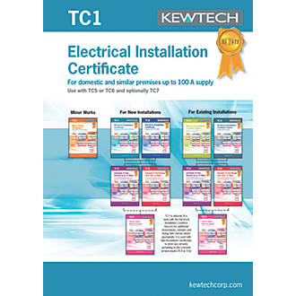 Image of Kewtech TC1 New Electrical Installations Up To 100A Supply Certificates Pad 