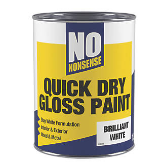 Image of No Nonsense Gloss Pure Brilliant White Acrylic Water-Based Paint 1Ltr 
