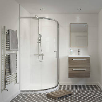 Image of Framed Quadrant Shower Enclosure Reversible Left/Right Opening Polished Silver-Effect/Clear 800mm x 800mm x 1850mm 
