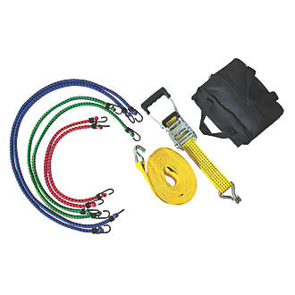 Image of Smith & Locke Bungee & Ratchet Tie-Down Set with J-Hooks 7 Pieces 