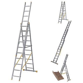 Image of Werner 3-Section 4-Way Aluminium Combination Ladder 6.86m 