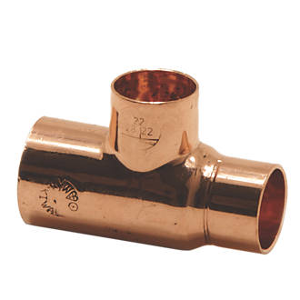 Image of Endex Copper End Feed Reducing Tee 22mm x 15mm x 15mm 