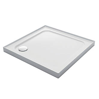 Image of Mira Flight Low Corner Waste Square Shower Tray with 4 Upstands White 900mm x 900mm x 40mm 