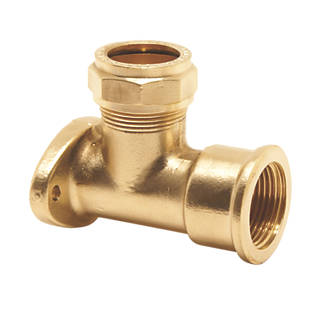 Image of Pegler PX58X Brass Compression Adapting 90Â° Wall Plate Elbow 22mm x 3/4" 