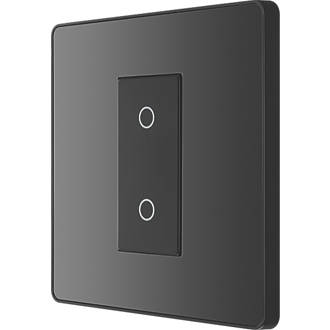 Image of British General Evolve 1-Gang 2-Way LED Single Secondary Trailing Edge Touch Dimmer Switch Black with Black Inserts 