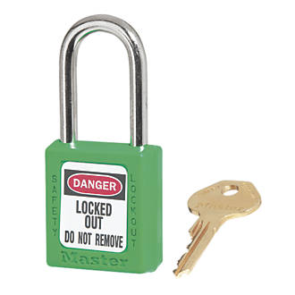Image of Master Lock Loto Safety Lock-Off Padlock Green 20mm x 38mm 