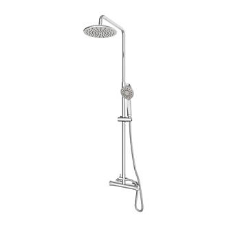 Image of Gainsborough Round Dual Outlet HP Rear-Fed Exposed Chrome Thermostatic Mixer Shower 