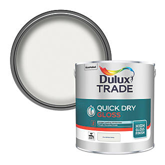 Image of Dulux Trade High Gloss Pure Brilliant White Trim Quick-Dry Paint 2.5Ltr 