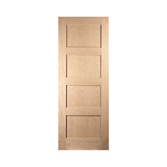 Image of Jeld-Wen Unfinished Oak Veneer Wooden 4-Panel Shaker Internal Door 2040mm x 726mm 