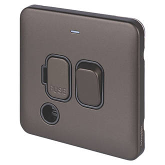 Image of Schneider Electric Lisse Deco 13A Switched Fused Spur & Flex Outlet with LED Mocha Bronze with Black Inserts 
