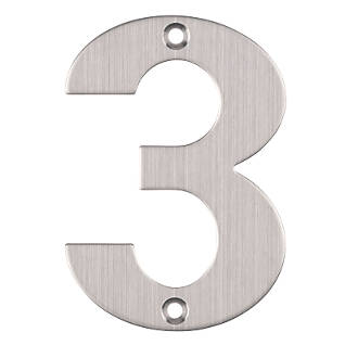 Image of Eclipse Door Numeral 3 Satin Stainless Steel 102mm 