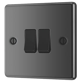Image of LAP 10AX 2-Gang 2-Way Light Switch Black Nickel with Black Inserts 