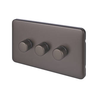 Image of Schneider Electric Lisse Deco 3-Gang 2-Way Dimmer Switch Mocha Bronze 