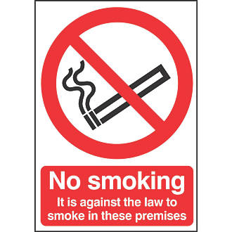 Image of No Smoking It's Against The Law To Smoke On These Premises Sign 297mm x 210mm 