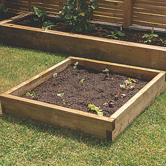 Image of Forest Square Raised Bed Natural Timber 900mm x 900mm x 140mm 