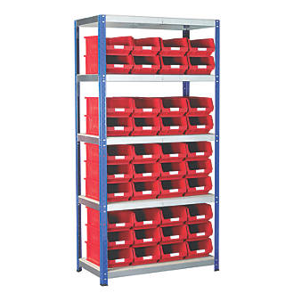 Image of Barton Ecorax Shelving Red 900mm x 450mm x 1800mm 