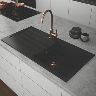 Image of ETAL Comite 1 Bowl Composite Kitchen Sink Black Reversible 1000mm x 500mm 