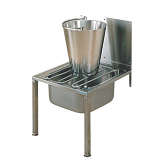 Image of 1 Bowl Stainless Steel Floor-Standing Bucket Sink with Splashback 500mm x 517mm 