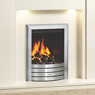 Image of Be Modern Design Brushed Steel Rotary Control Inset Gas Manual Fire 510mm x 173mm x 605mm 