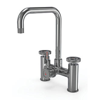 Image of ETAL Industrial Bridge 3-in-1 Hot Water Kitchen Tap Polished Chrome 