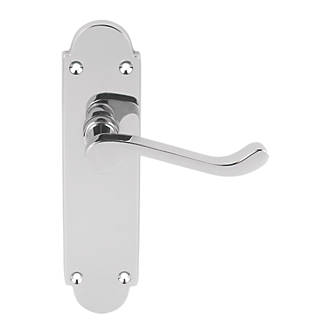 Image of Smith & Locke Lulworth Fire Rated Latch Lever on Backplate Door Handles Pair Polished Chrome 