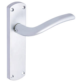 Image of Smith & Locke Corfe Fire Rated Latch Lever Door Handles Pair Satin Chrome 