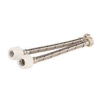 Image of Hep2O Push-Fit Connection Flexible Tap Connectors 15mm x 3/4" x 500mm 2 Pack 