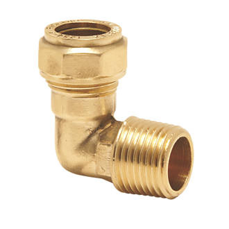 Image of Pegler Brass Compression Adapting 90Â° Male Elbow 15mm x 1/2" 