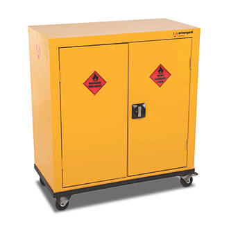 Image of Armorgard Safestor Hazardous Mobile Cupboard Yellow 900mm x 465mm x 1010mm 