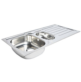 Image of 1.5 Bowl Stainless Steel Kitchen Sink & Drainer 1000mm x 500mm 